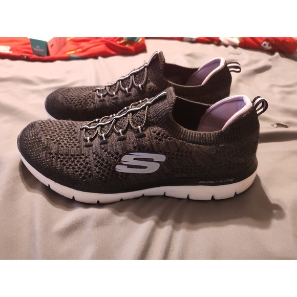 Size-9 Skechers Womens Air Cooled Memory Foam Dark Gary/Black Lightly Used - Picture 4 of 7